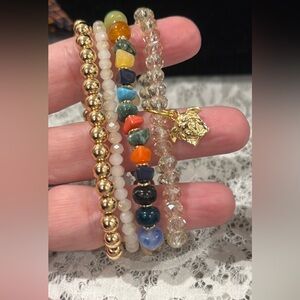 Gold and multi beaded Bracelet set (4)